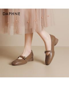 Daphne Retro Mary Jane Shoes Women's New High Heel Pumps French Leather Shoes 4025101318 Khaki 37