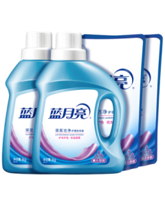 Blue Moon Deep Clean Laundry Detergent, Lavender Scent, 1kg Bottle*2 + 1kg Bag*2, Powerful Stain Removal, Easy Rinse