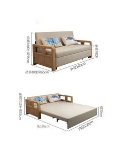 ZHONGWEI Fabric Sofa Bed, Dual-Purpose for Sitting and Sleeping, Solid Wood Foldable Extendable Multifunctional Storage Box Sofa Bed with Latex, Compact for Small Living Rooms