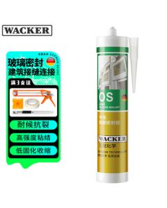 WACKER OS Structural Adhesive Construction Sealant for Doors, Windows, and Glass Assembly, Neutral, Indoor/Outdoor Universal Weather-Resistant Silicone, Transparent