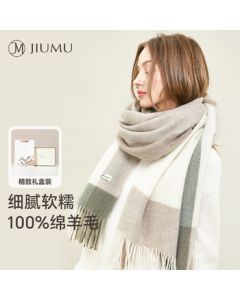 JIUMU Pure Wool Scarf for Women, Autumn and Winter Shawl, Warm Neck Wrap, Mid-Autumn Festival Birthday Gift for Women, Gift Box Included