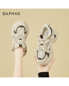 DAPHNE Platform Breathable Dad Shoes for Women – Soft Sole, Versatile, Lightweight Casual Shoes with Height-Increasing Design for Petite Women – Beige, Size 35