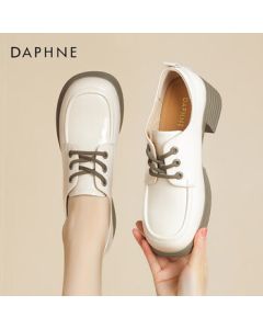 Daphne Women's Single Shoes British Style Thick Sole Chunky Heel Dress Shoes High Heel Office Commuter Shoes 4024101016 Beige 38