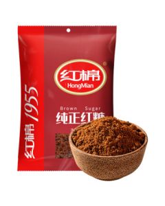 HongMian Pure Brown Sugar for Kitchen Use, Sugarcane Brown Sugar, 400g