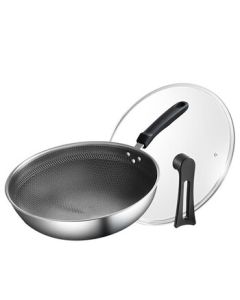 SUPOR (SUPOR) Honeycomb Crystal Pattern Stainless Steel Wok EC30JKC01 Non-Stick Frying Pan for Gas and Induction Cooktops