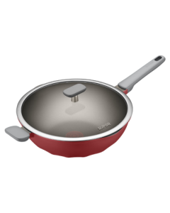 SUPOR Wok Red Dot Frying Pan Multi-purpose Cookware for Induction Cooker and Gas Stove NC30WA3, 30cm Diameter