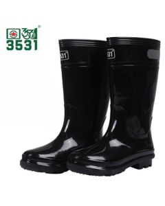 3531 High-Cut Rain Boots 1906 Thickened Labor Protection Anti-Slip Long Water Shoes Black Size Note