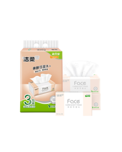 Jierou Facial Tissues Pink Face Water-Friendly 3-Ply 120 Sheets * 3 Packs Soft & Smooth 100% Virgin Wood Pulp Facial Tissues