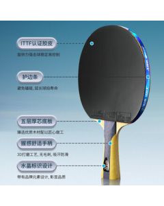 DHS (Double Happiness) Hurricane 5-Star Table Tennis Racket (Penhold, Double Inverted Rubber, Loop & Attack Combination) H5002 with Case