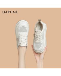 Daphne Women's Casual Shoes Breathable Mesh Sports Sneakers Platform White Shoes 4024101598 Beige 36
