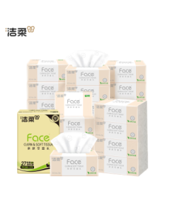 Jierou Facial Tissues Pink Face 3-Ply Soft 100 Sheets * 27 Packs 100% Virgin Wood Pulp Facial Tissues Wet Strength Bulk Pack