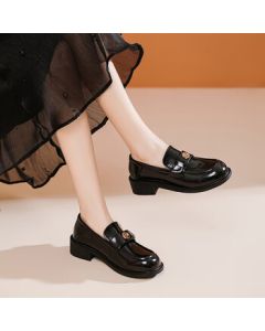 Daphne Spring and Autumn Loafers Camellia British Retro Flats Black Shoes Elegant Women's Shoes Black 36