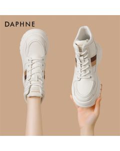 Daphne High-Top Women's Shoes Spring New Arrival Martin Boots Thick-Soled Height-Increasing White Sneakers 4024101168 White 35