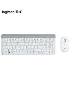 Logitech MK470 Wireless Keyboard and Mouse Combo, Ultra-Thin Full-Size with Numeric Keypad, 2.4GHz Wireless Receiver, Peony White