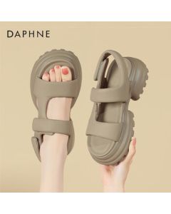 Daphne Women's Sandals Thick Platform Height-Adjustable Hook-and-Loop Straps Beach Roman Sport Shoes 4023303230 Olive Green 36