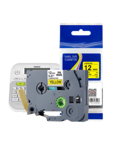 Tianwei Label Ribbon Compatible with Brother Label Maker, Laminated Label Tape, Label Printer Ribbon, Adhesive Label Paper TZw-631, Yellow Background with Black Text, 12mm