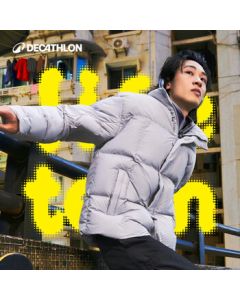 Decathlon (DECATHLON) Men's SPW Plaid Patchwork Casual Down Jacket - Windproof, Water-Repellent, Warm Winter Coat - 5656697