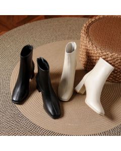 Daphne Women's Ankle Boots 2025 Versatile Boots for Women French Heeled Boots Bare Boots Chunky Heel Slimming Boots Beige Size 37