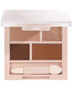 UNNY CLUB Soft Feather Radiance Quad Eyeshadow 3g #01 Earth Tones Matte Shimmer Under-Eye Brightening Long-Lasting Non-Fallout