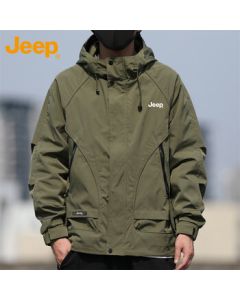 Jeep (JEEP) Men's Jacket Spring & Autumn Outdoor Mountain-Style Warm Coat Casual Loose Workwear Men's Clothing Army Green XL