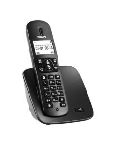 PHILIPS Cordless Telephone Wireless Landline Phone Handset Set for Office and Home Use with White Backlit Screen and Long Standby DCTG186 (1+1) Black