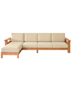 JingDong Home Furnishing Bi'an Fabric Sofa - Modern Living Room Large Space Dual-Use Solid Wood Sofa Bed, 4-Seater + Chaise Lounge
