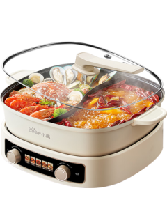 Bear Electric Hot Pot Dual Flavor Pot, Home Hot Pot Specialty Pot, Detachable Multi-function Pot, Electric Cooking Pot, Meat Hot Pot, 3-Minute Quick Boil, Dual-Zone Temperature Control D60J1 6.5L