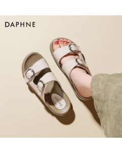 Daphne Birkenstock Sandals Women's Summer New Thick Sole Beach Shoes Versatile Casual Flip Flops 4025303128 Beige 38