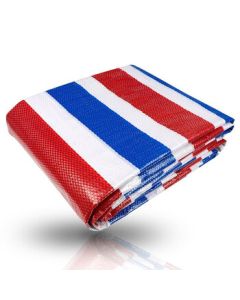 YUANXING Tri-Color Striped Tarpaulin, Outdoor Waterproof Rainproof Thickened Plastic Canvas, Awning Cover, Sunshade, Construction Tarpaulin (6m Width x 30m Length)