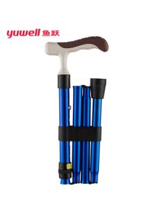 Yuwell Five-Section Folding Cane YU838 - Aluminum Alloy Walking Stick, Foldable, Anti-Slip, Portable Elderly Walking Aid