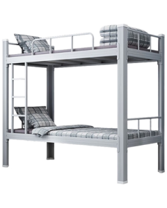 ZHONGWEI Steel Bunk Bed with Upper and Lower Deck, Iron Double-Decker Bed for Staff Dormitory, Adult Metal Frame Twin Bed 1.2m