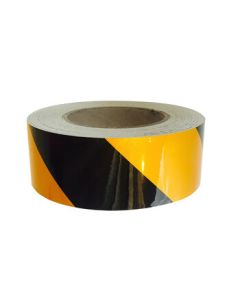Kanggya Black and Yellow Reflective Warning Tape, Waterproof Safety Marking Reflective Sticker, 5CM High-Visibility Yellow and Black, 45.72 Meters/Roll