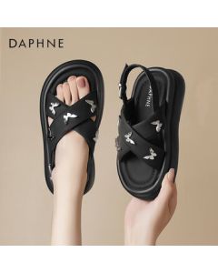 Daphne Women's Sandals Thick Sole Single Strap Open-Toe Beach Shoes Casual Versatile Footwear 4023303277 Black 36