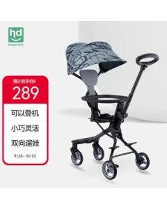 Happy Dino Lightweight Foldable Stroller with Two-Way Push Feature, Gray LD700-H