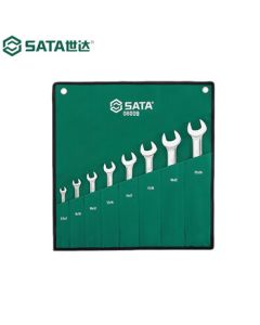 SATA 08009 8-Piece Double-Ended Open-End Wrench Set, Full Polished Chrome Vanadium Steel 8-Piece Set (5.5-14mm)