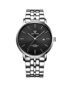 TIAN WANG Men's Watch, Birthday Gift, Stainless Steel Quartz Watch for Men, Student Watch, Black GS31131S.D.S.B