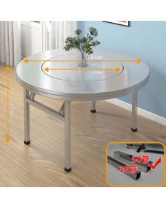 XMSJ304 Heavy-Duty Stainless Steel Built-in Lazy Susan Folding Table Large Round Dining Table 1.6M Table + 1M Lazy Susan