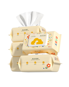 Fulcotton Cotton Soft Family Baby Hand & Mouth Wipes 80 Sheets * 5 Packs, Newborn Thick Wet Wipes for Skin Care Soft Tissue