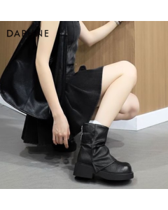 DAPHNE Women's Short Boots Thick-Soled Marled Style Stacked Boots 4024605044 Black 38