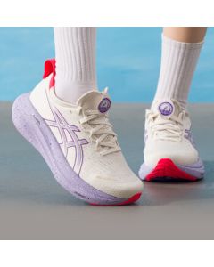 ASICS Women's Running Shoes GEL-NIMBUS 27 Cushioned Comfort Breathable Low-Top Sports Shoes White Purple 38