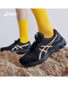 ASICS Women's Cushioned and Durable Running Shoes GEL-PULSE 11 Black/Gold 35.5
