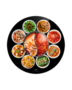 PADEFU Warming Plate Induction Cooker Hot Plate Electric Heating Warmer Hot Pot Warming Plate with Zone Control Restaurant Auto-Rotating Turntable Table Mat 100cm Fits 12-14 Dishes