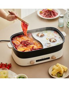 Bear Electric Hot Pot Dual-Knob Yinyang Pot with Independent Temperature Control, Multi-Function Pot, 6.5L Large Capacity Detachable Hot Pot, Multi-Purpose Pot DHG-D65B1