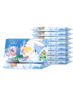 Super Fairy Tale Wet Wipes Mini Pack 10 Sheets * 10 Packs, Essential Portable Wet Wipes for Baby and Child Hand & Mouth Cleaning, Travel & Home Use