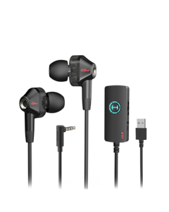 EDIFIER HECATE GM360 Sound Card Version In-Ear Dual Dynamic Driver Quad-Core Gaming Headset for PC and Mobile with External 7.1 Channel Sound Card - Black