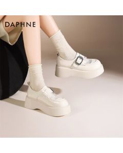 Daphne Platform Loafers Women's Shoes Spring New Arrival Breathable Leather Shoes Height-Increasing Flats 4025101298 Beige 38