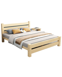 Yimi Love Solid Wood Bed Double Bed Upholstered Bedroom Single Bed [Installation Included] 1.2m*2m*40cm Height Full Deck RB004