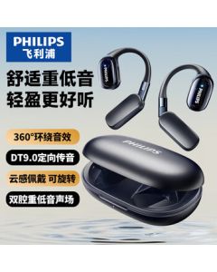 PHILIPS Bluetooth Earphones Bone Conduction Concept True Wireless Open-Ear Clip-On Sports Running Long Battery Life Premium Noise Cancelling Universal TAT5739 Dark Blue