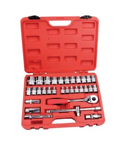JETECH Metric Socket Set, Auto Repair Tool Kit 1/2-Inch Drive Series Wrench Set SK1/2-32ASP 32-Piece