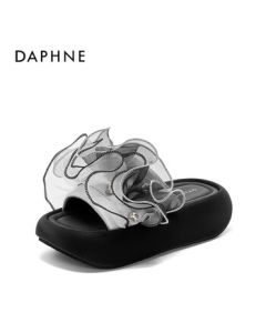 Daphne Retro One-Strap Sandals Women's Summer Platform Thick-Sole Mesh Casual Beach Shoes 4025303376 Silver 36